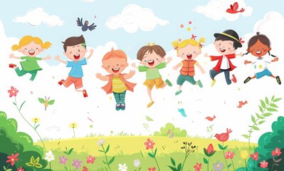 Fototapeta premium Happy childrens day celebration, vector graphic, AI generated