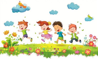 Happy childrens day celebration, vector graphic, AI generated