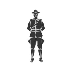 Royal Canadian Mounted Police Icon Silhouette Illustration. Canada Vector Graphic Pictogram Symbol Clip Art. Doodle Sketch Black Sign.