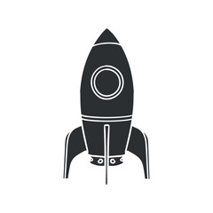 Space Rocket Icon Silhouette Illustration. Astronaut Vector Graphic Pictogram Symbol Clip Art. Doodle Sketch Black Sign.