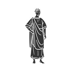 Roman Emperor Icon Silhouette Illustration. Ancient Vector Graphic Pictogram Symbol Clip Art. Doodle Sketch Black Sign.