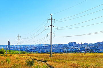 Transmission power line on Moldova