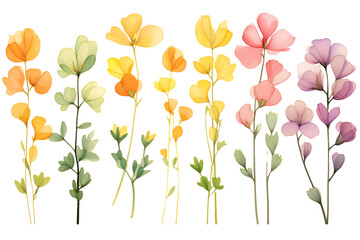 The image shows a variety of flowers in different colors, including pink, yellow, orange, and purple