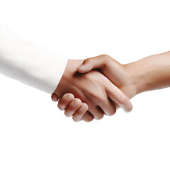 Handshake between two businessmen for agreement, isolated on white background