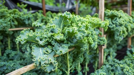 Lush Hydroponic Kale Flourishing in Verdant Indoor Greenhouse Cultivating Healthy Nutrition Generative ai