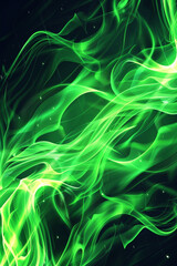 Vibrant electric green abstract waves with a flame motif great for a lively background