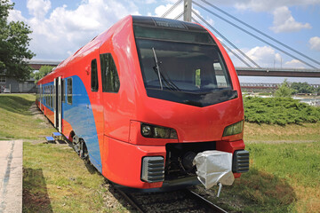 Front View of New Electric Engine Regional Train