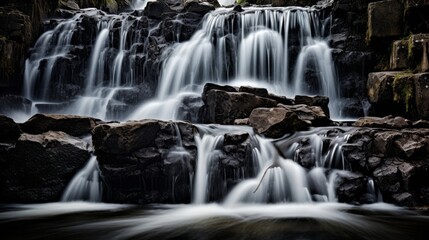 Ethical waterfall: principles cascade symbolizing continuous thought