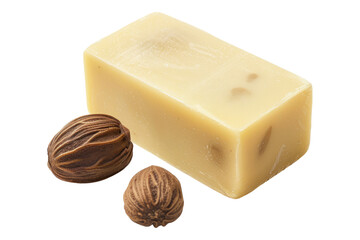 Soap bar made from shea beans isolated on transparent background