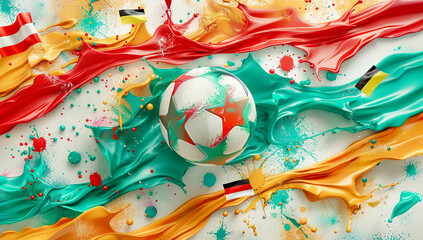 EM 2024 Football Soccer Fever abstract Artistic Explosion with ball the Countries meet Wallpaper Poster Brainstorming Map Magazine Background Cover