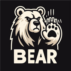 Bear with tshirt design concept. Plain black background. Simple vector and graffiti style