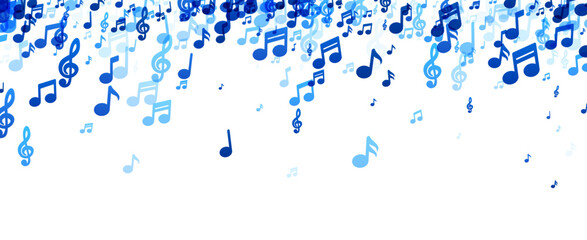 Cascading Blue Music Notes