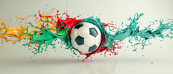 EM 2024 Football Soccer Fever abstract Artistic Explosion with ball the Countries meet Wallpaper Poster Brainstorming Map Magazine Background Cover