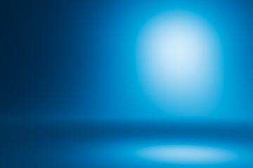 Abstract studio room, pastel gradient blue background, 3D illustration.