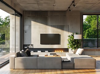 living room with fireplace