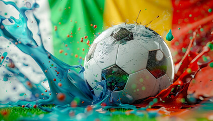 EM 2024 Football Soccer Fever abstract Artistic Explosion with ball the Countries meet Wallpaper Poster Brainstorming Map Magazine Background Cover