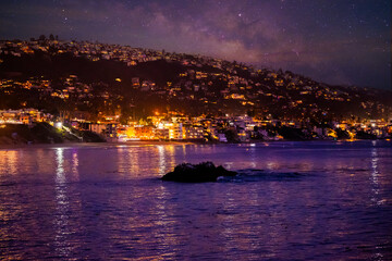 Night lights of Laguna Beach is located in southern California. USA