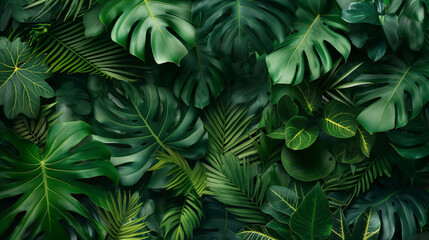 A lush green jungle with many leaves and plants