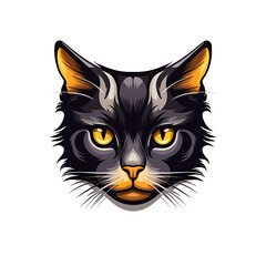 Vector illustration of cat head on white background.