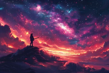 Fototapeta premium Cosmic Music Festival in Celestial Nebula Landscape