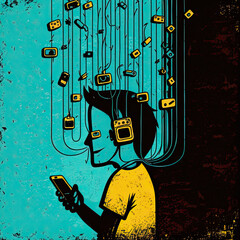 gadget addicted young teen with tech obsession