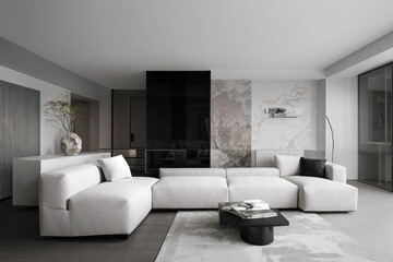 Modern interior design of living room 3D Rendering, living room, interior, architecture