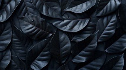 Fototapeta premium A close up of black leaves with water droplets on them