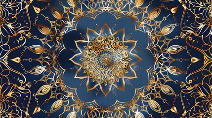 Elegant Golden Arabesque Mandala Pattern in Islamic Eastern Style for Print Posters and Digital Art