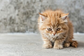 A grumpy ginger kitten seems to squint at the world