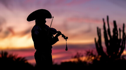 Mariachi Violinist at Sunset