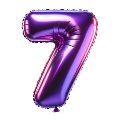  purple foil balloon shaped as the number '7'.