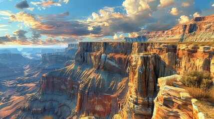 Nature Gradients Canyon: A 3D illustration capturing gradients in a canyon landscape