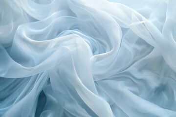Fototapeta premium Elegant Light Blue Silk Fabric Flowing in Soft Folds and Waves