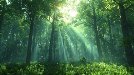 Obraz premium Nature Gradients Forest: A 3D illustration depicting gradients in a lush forest, with trees