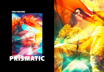 Prismatic Refraction Poster Photo Effect Mockup - obrazy, fototapety, plakaty
