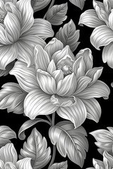 Coloring book for kids, black and white, in the style of a one-line marker. spring flowers