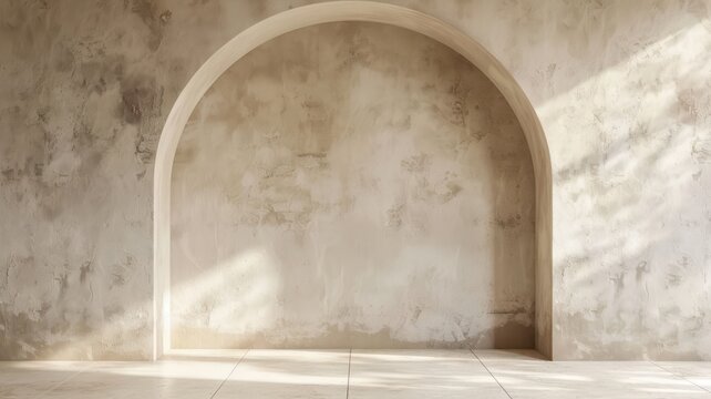 Arch on the wall texture background. The empty living room and arch wall texture background, indoor interior design, mock up room.
