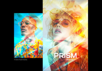 Refracted Prism Poster Photo Effect Mockup
