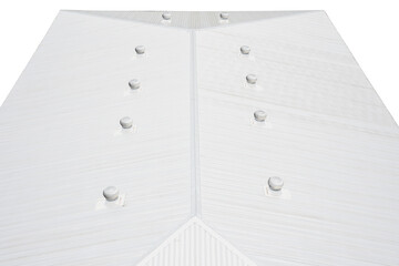 Metal roofing in commercial construction Isolated from a white background.