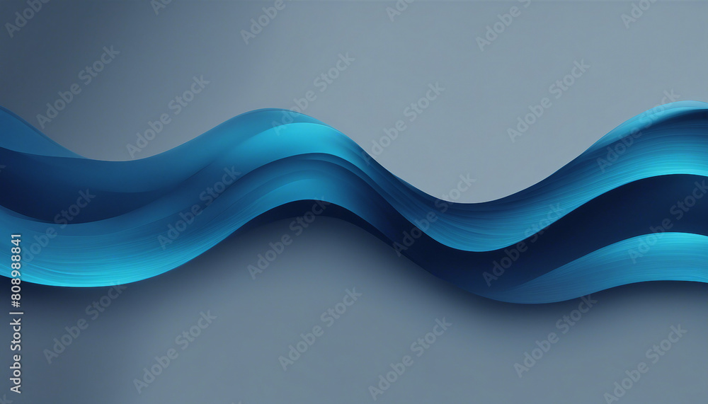 Sticker Light blue glowing abstract wave on dark blue background grainy texture banner design