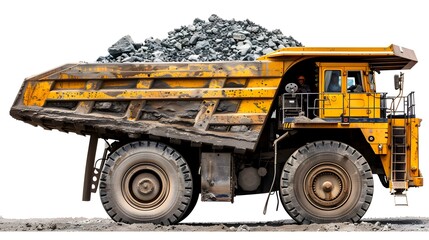 Massive Articulated Dump Truck Hauling Excavated Minerals at an Active Mining Site