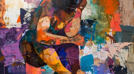 Vibrant Abstract Depiction of the Female Form in Expressive Painting