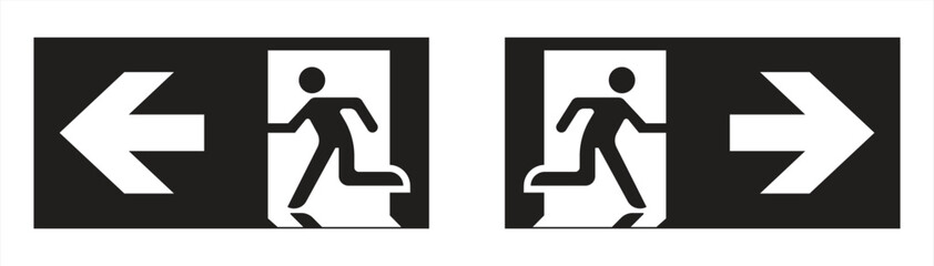 emergency door icon set, exit icon vector illustration