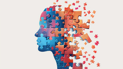 A puzzle of a woman's face with pieces missing