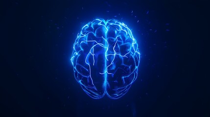 Glowing Blue Digital Brain Visualization for Neuroscience and Technology Concepts