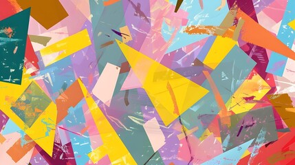 Fototapeta premium Vibrant Geometric Pastel Abstraction with Layered Shapes and Textures