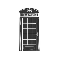 London Telephone Icon Silhouette Illustration. Red Box Vector Graphic Pictogram Symbol Clip Art. Doodle Sketch Black Sign.