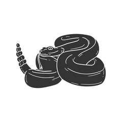 Rattlesnake Icon Silhouette Illustration. Sbake Vector Graphic Pictogram Symbol Clip Art. Doodle Sketch Black Sign.