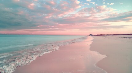 Obraz premium Serene Sunset at a Tropical Beach, Reflecting Calm Waters