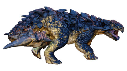 3D Rendering Dinosaur Ankylosaurus on White
